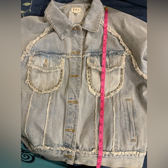 POL distressed denim jacket American flag patriotic sequence Americana S M L - Picture 10 of 10